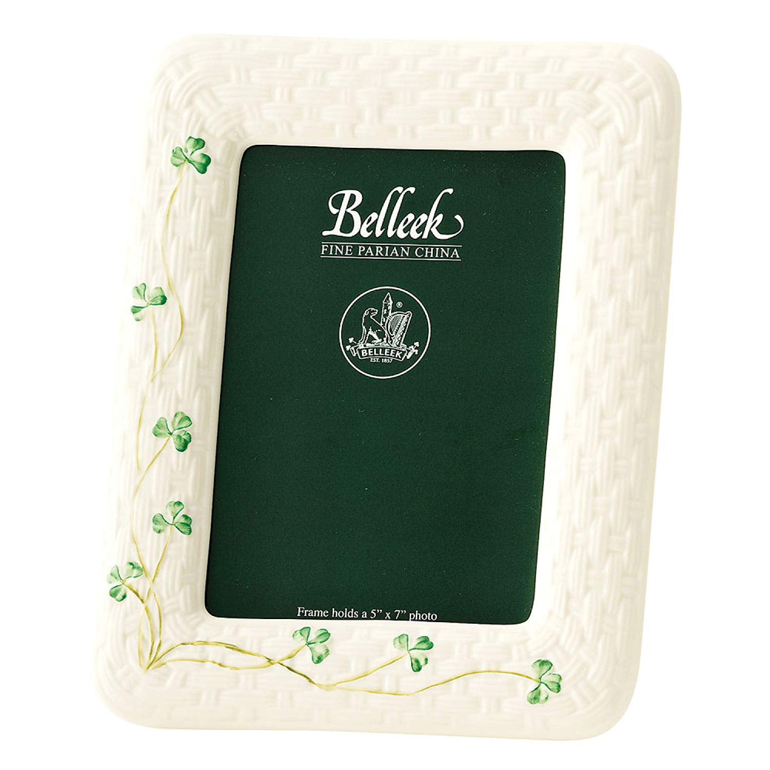 Belleek Classic Shamrock Porcelain Photo Picture Frame 5x7 Inch Made in