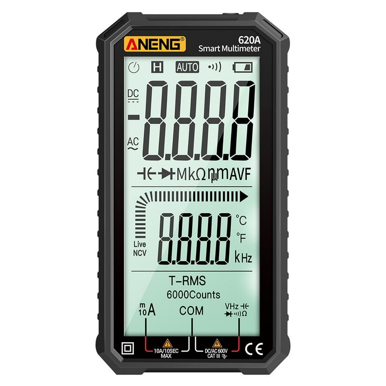 Auto-Ranging Digital Multimeter, AC/DC Amp Ohm Voltage Test Meter with  Resistance, Continuity, Capacitance, Frequency and Diode Test; Multi Tester