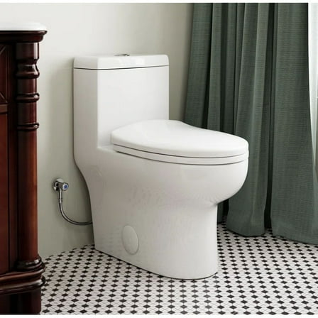 HOROW One Piece Elongated Toilet with dual flush, 1.28 GPF, 12'' Rough-In with Soft Closing Seat