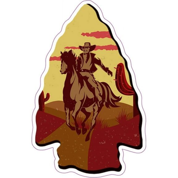 Wickedgoodz Cowboy Arrowhead Vinyl Decal - Western Bumper Sticker - for Laptops Tumblers Windows Cars Trucks Walls