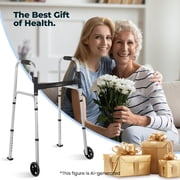 Naipo Folding Walkers for Seniors,Lightweight Mobility Walker with Trigger Release and Glide Skis,Silver