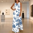 thumbnail image 2 of Women Dresses 2026 Summer Floral Sleeveless Maxi Dress Casual Tiered Flowy Beach Long Dress, 2 of 6