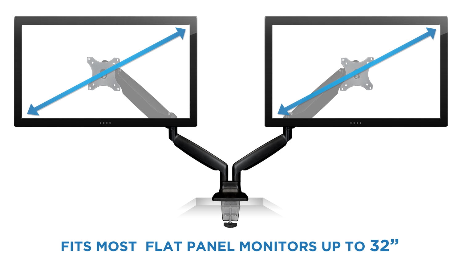 Mount-It! Height Adjustable Dual Monitor Desk Mount,  13"-32" Monitors