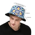 thumbnail image 3 of ZICANCN Blue Floral Motif Tribal Bucket Hat , Unisex Print Double-Side-Wear Bucket Hat for Golf Fishing Beach Outdoor, 3 of 5