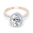 thumbnail image 3 of Oval & Round Cut Lab Created Moissanite Diamond Solitaire Halo Engagement Ring In 14K Rose Gold Over Sterling Silver(G-H Color, 2.00 Carat)-4, 3 of 8