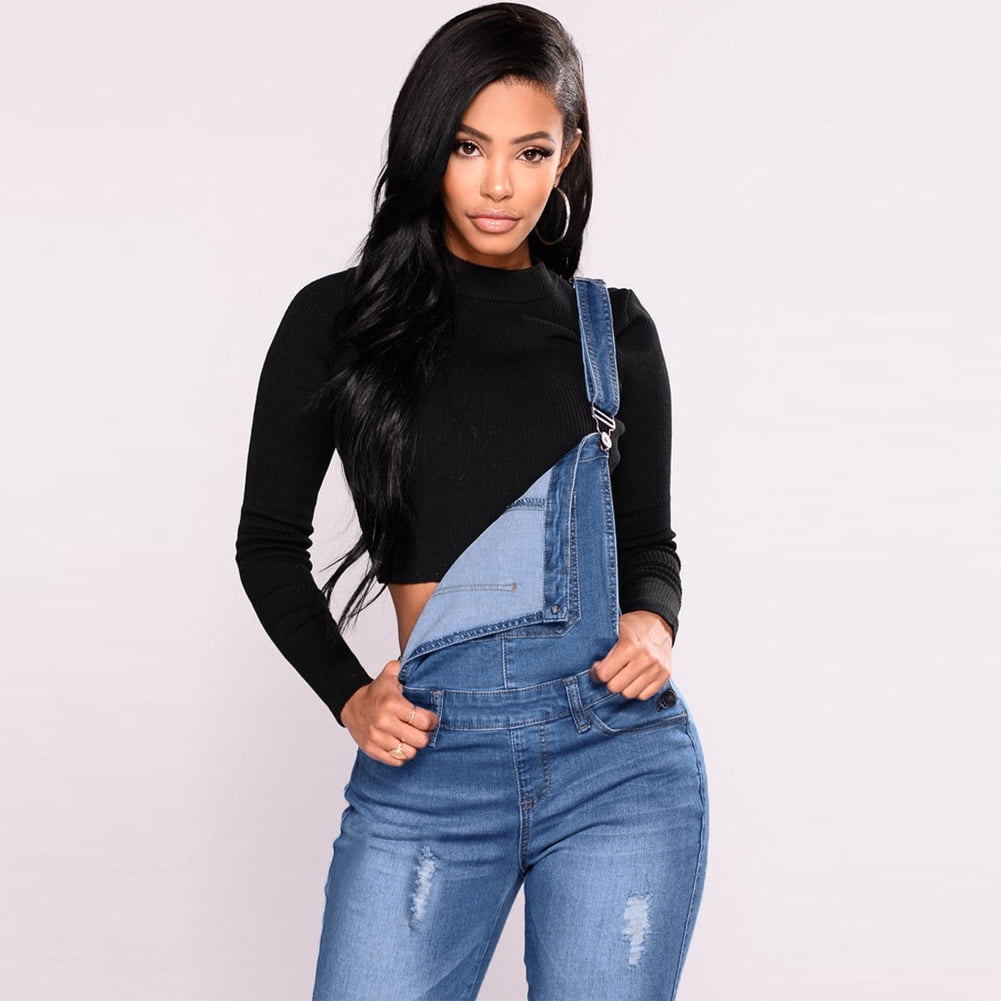 HARRYSTORE Women Regular Fit Dungarees Overall Strap Sleeveless Long Playsuit Jumpsuit Pockets Rompers Jeans Pants Trousers 