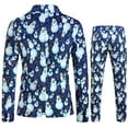thumbnail image 5 of Men Long Sleeve Casual Button Christmas Printed Suit Jacket Two piece Set Holiday Festive Theme Funny Suits, 5 of 7
