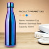 Water Bottle Stainless Steel 500ml Vacuum Insulated Water Bottle Electroplate Insulated Cup Keeps Cold Hot for Long Time