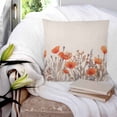 thumbnail image 4 of Orange Spring Floral Throw Pillow Covers, Soft Pillowcases with Invisible Zipper, Watercolor Farmhouse Botanical Decorative Square Pillow Cushion Covers for Living Room Couch Sofa Bed 20x20 Inches, 4 of 8