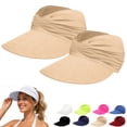 thumbnail image 2 of AirLoni Sports Sun Hats For Women UV Protection Visor Hat Wide Brim Lightweight Foldable Ponytail Cap For Summer 2 Pack, 2 of 5