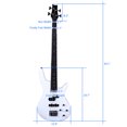 thumbnail image 6 of Tcbosik 4 String Electric Bass Guitar, Exquisite Stylish Bass with Power Line and Wrench Tool, White, 6 of 9
