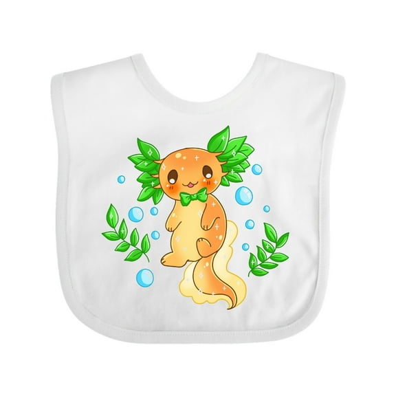 Inktastic Cute Orange and Green Axolotl Boys or Girls Baby Bib