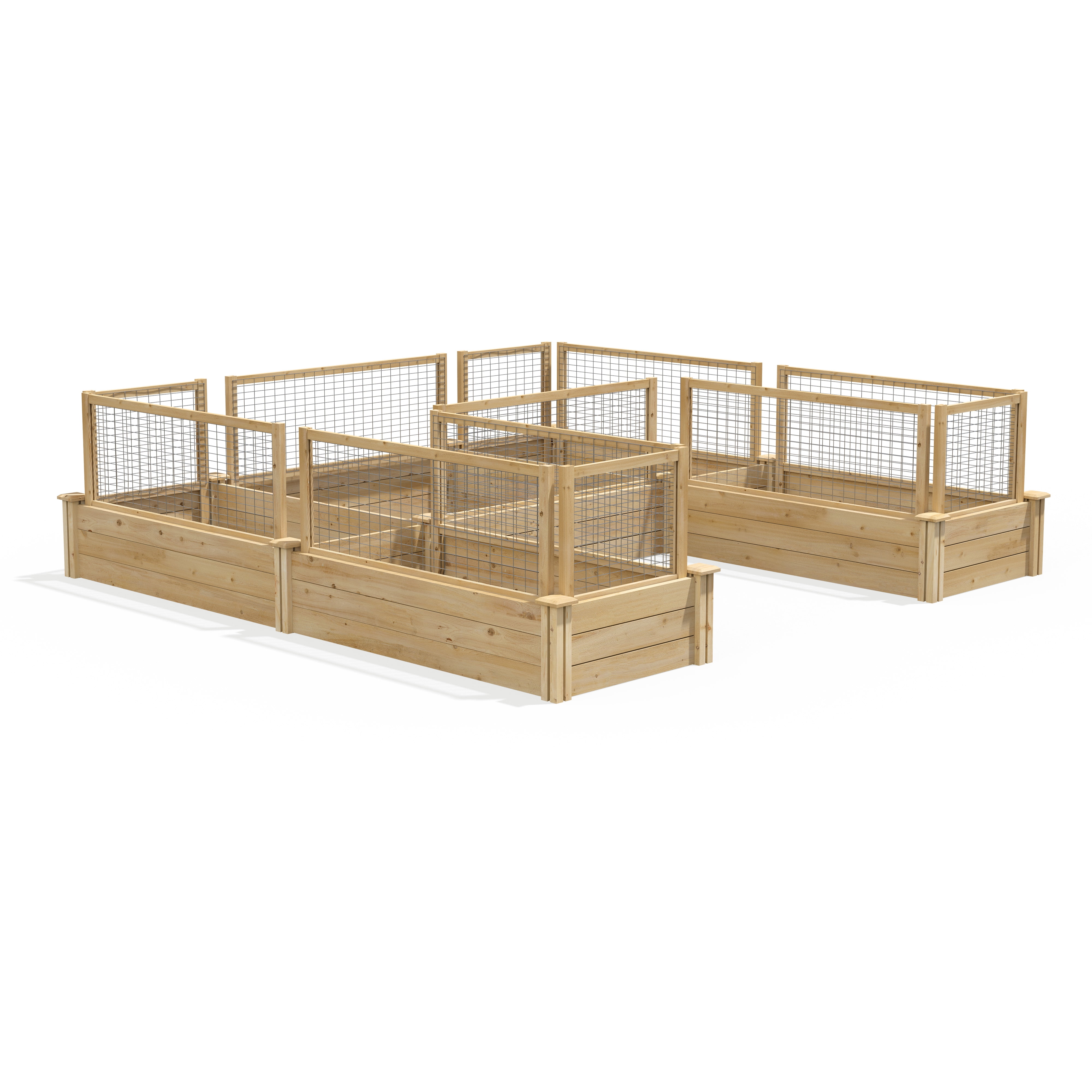 Greenes Fence  8' x 8' x 10.5" (3/4" Thick) U-Shaped Premium Cedar Raised Garden Bed with CritterGuard Fence System