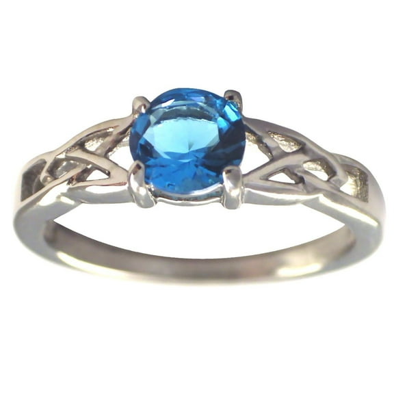 December Birthstone Ring Celtic Knots Blue CZ Stone