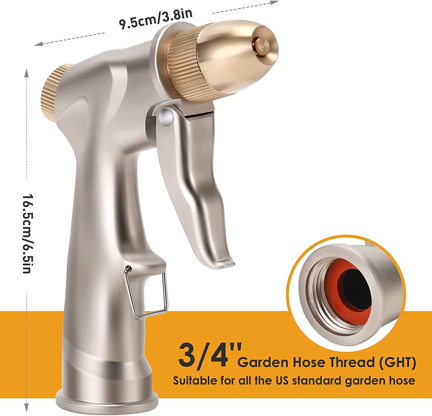 OGEDNAC Heavy Duty Metal Garden Hose Nozzle, Gold photo 5