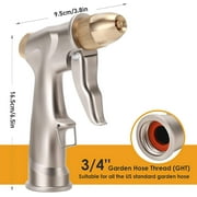 OGEDNAC Garden Hose Nozzle, Heavy Duty Metal Sprayer Nozzle, High Pressure Water Nozzle with 4 Spraying Modes for Watering Plants, Car Washing, and Pet Showering, Gold