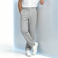 thumbnail image 6 of Lmnyox Men's Dress Pants Classic Loose Plain Straight Leg Work Trousers Elastic Waist Pants with Pockets, 6 of 8
