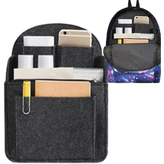 Backpack Organizer Insert, Shoulder Bag Organizers Insert, Felt Backpack Organizer Liner In Bag With Multi-Pockets For Cosmetics Phone Books Umbrellas Tablet(Dark Gray-small)