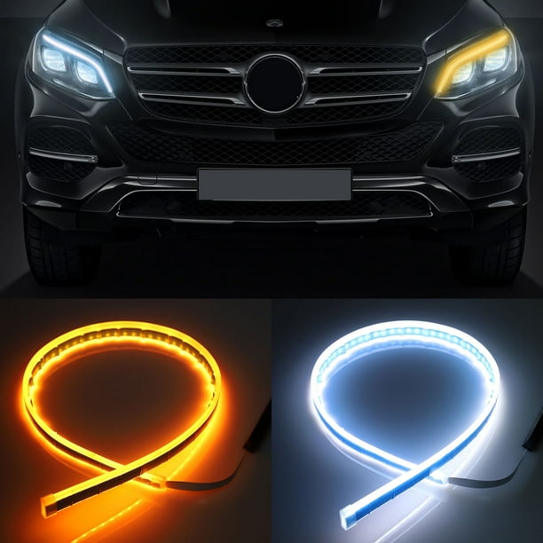 Flexible Led Light Strip 2Pcs 24 Inches Dual Color WhiteAmber