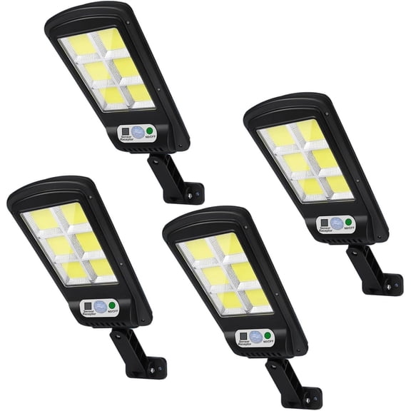 NUNET 4 Pack 120 LED Solar Security Lights Outdoor, Motion Sensor with Remote Control, 3 Modes Weatherproof, Dusk to Dawn, Wireless Solar Street/Flood Lights for Garden Yard G
