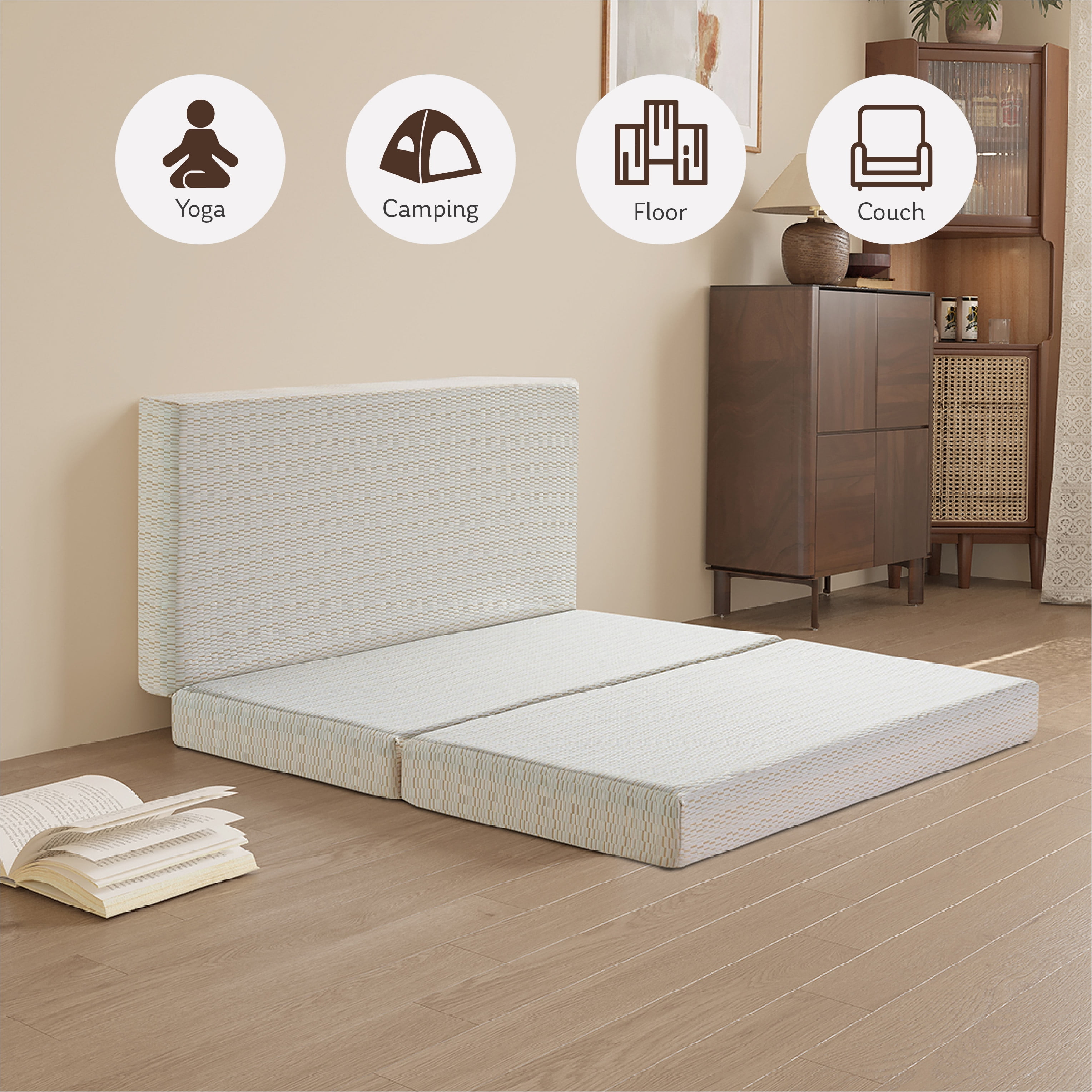 EGOHOME 4 inch Tri-Folding Memory Foam Twin Mattress, Portable Guest Bed in a Box