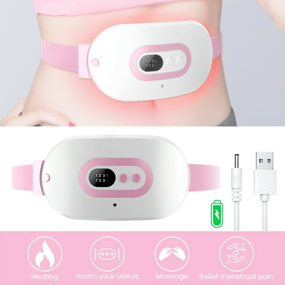 Infrared physiotherapy Warm Uterus Belt Rechargable Heating Uterus Belts Postpartum Recovery Acupoints Vibrating Massage Device (White)