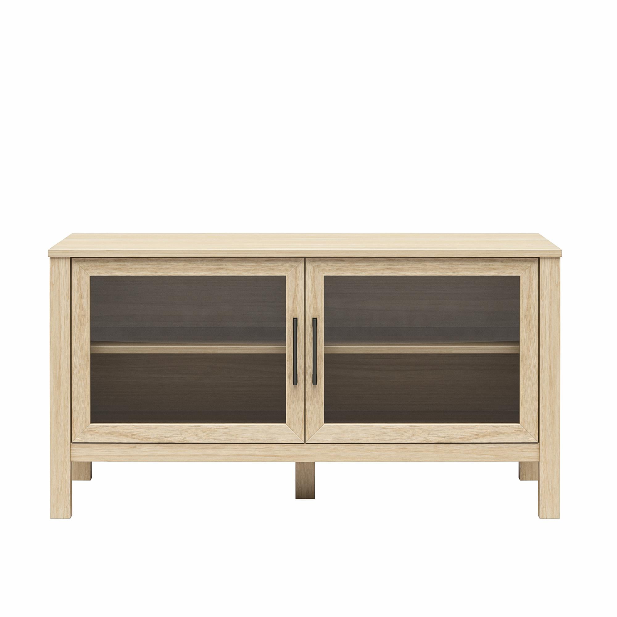Mainstays Glass Door TV Stand for TVs up to 55", Spring Pine