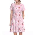 thumbnail image 1 of Easygdp Hand Drawn Strawberry para Vestido Transpirable de Mujer, Vestido Suelto de Manga Corta con Pliegues y Bolsillos para el Verano, 1 of 6