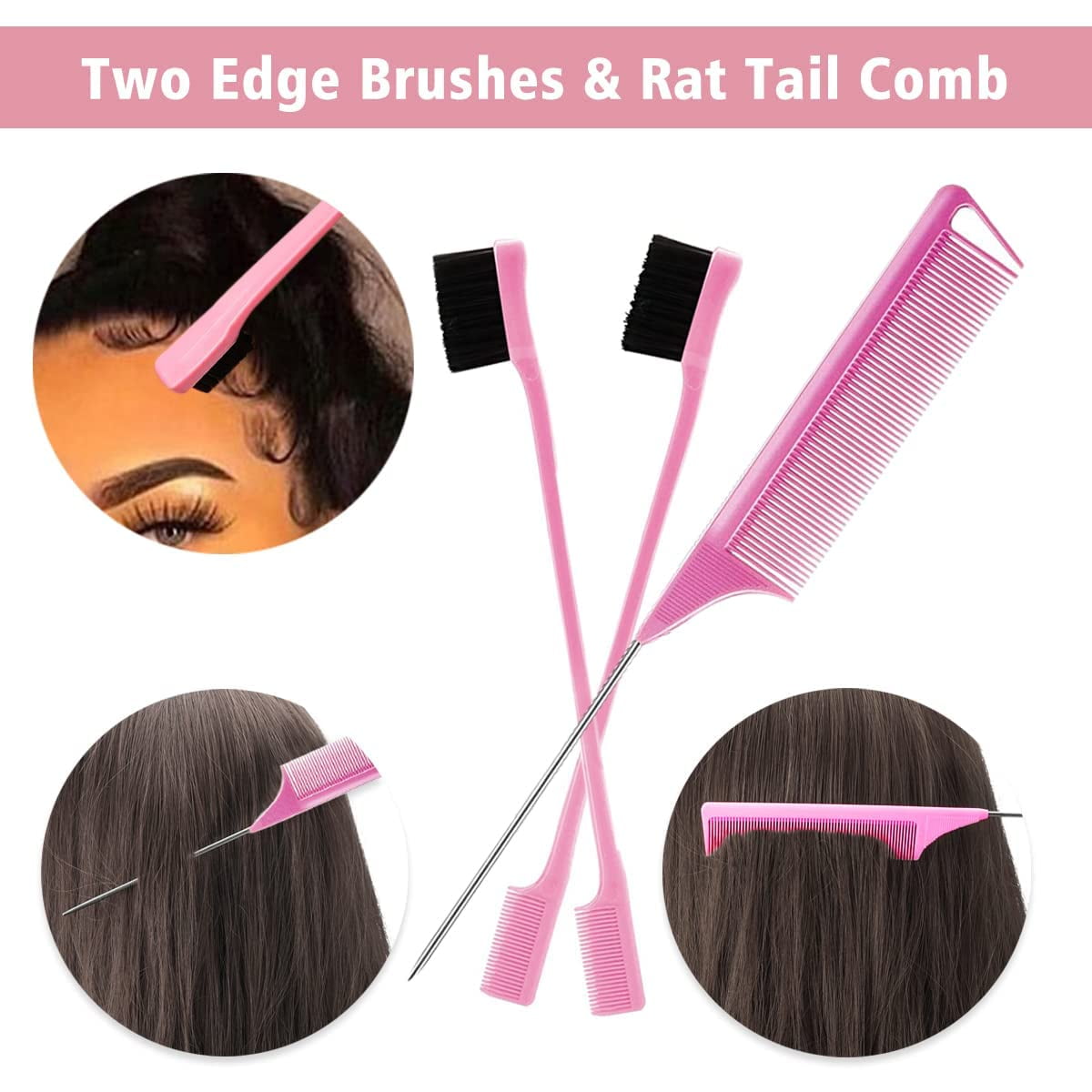 Wig Kit for Lace Front Wigs for Beginners 7Pcs, Lace Melting Elastic Band  for Wigs, Edge Laying Scarf with Eyebrow Razors, Tweezers, Edge Brush, Wig