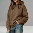 thumbnail image 6 of Baggy Hoodie Zaewscy Fashion Women's Casual Comfortable Solid Hoodie Long Sleeve Hooded Sweatshirt Blouse Coffee M, 6 of 9