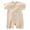 L101-Beige, variant on Baby Girl Boy Button Down Shirt Newborn Solid Color Short Sleeve Collared Romper Infant Summer Formal Bodysuit(L101-Beige,0-3 Months)