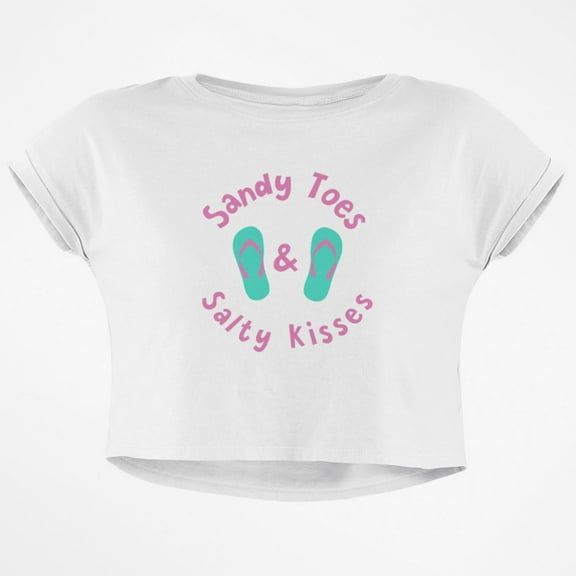 Summer Sun Sandy Toes and Salty Kisses Junior Boxy Crop Top T Shirt