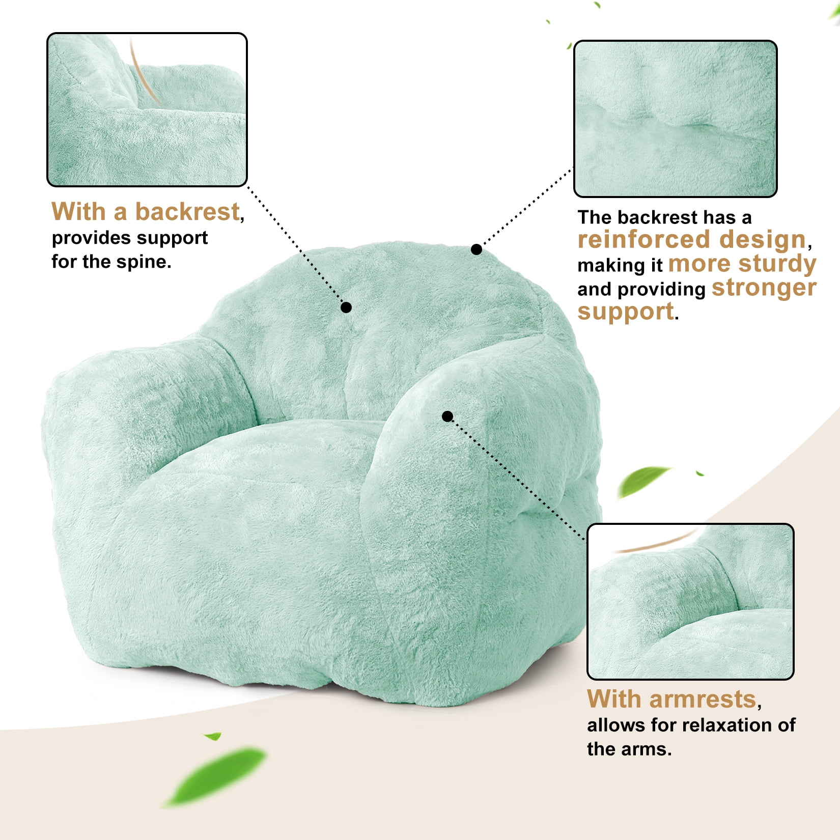Extra Large Bean Bag Chair 39 Inch,Pre-Filled Plush Beanbag Sofa for Adults, Kids & Teens, Comfortable Lounge Chair for Bedroom & Living Room