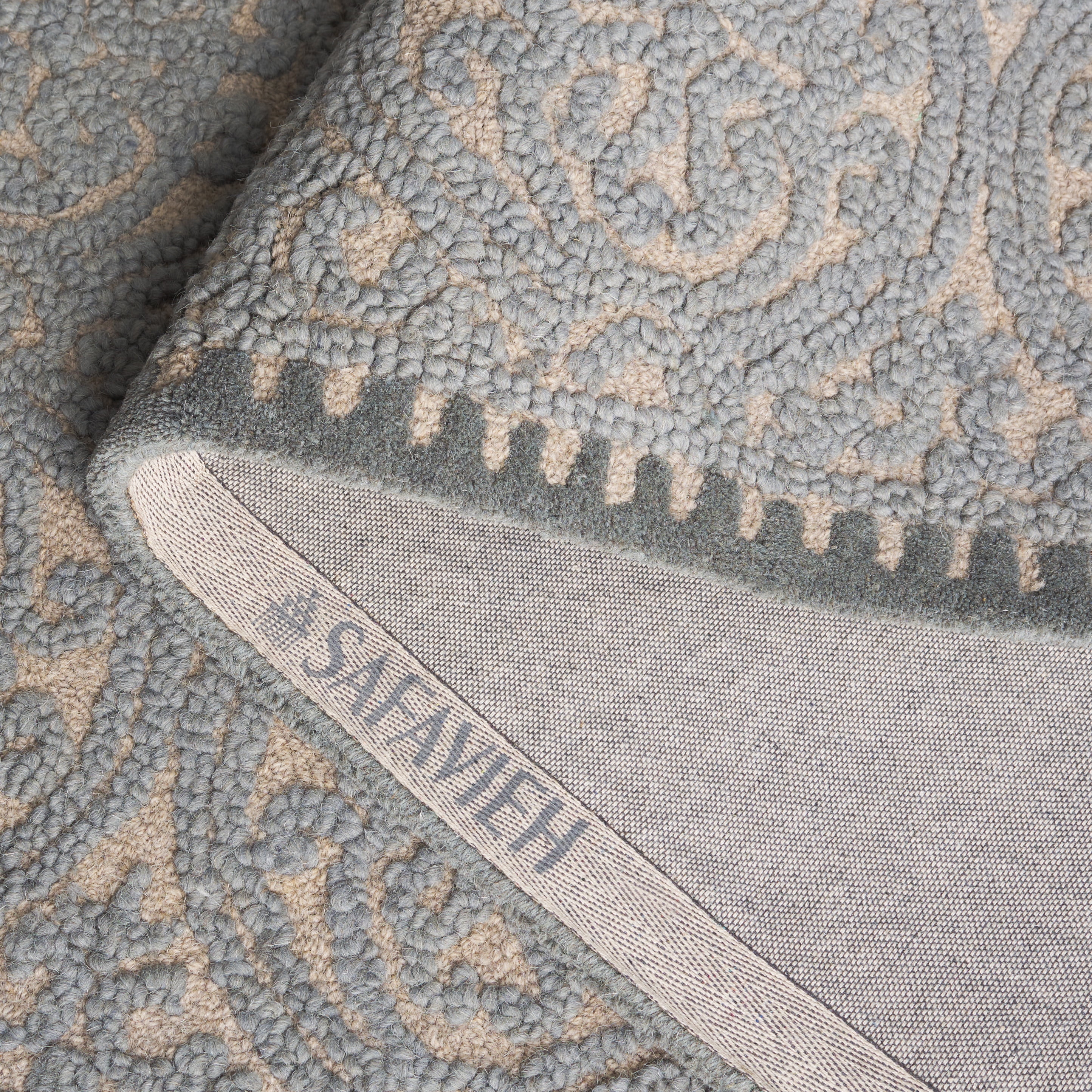 SAFAVIEH Cambridge Wade Geometric Wool Runner Rug, Dusty Blue/Cement, 2'6" x 8'