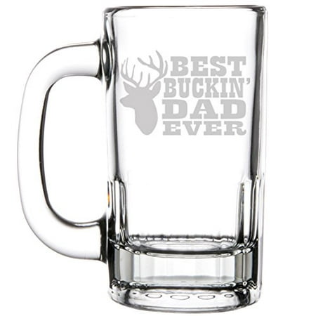 12oz Beer Mug Stein Glass Father Best Buckin Dad