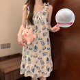 thumbnail image 2 of Camisón de verano para mujer con cinturón de algodón fino y almohadilla para el pecho, sin mangas, desmontable, estilo princesa, para el hogar, 2 of 3