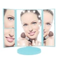 thumbnail image 1 of Lighted Makeup Mirror with 21 LED Lights, Make Up Vanity Mirror with 3X/2X/1X Magnification and Touch Screen, Cosmetic Trifold Table Eye Magnifying Makeup Mirror, 1 of 8