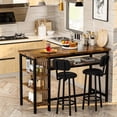 thumbnail image 6 of MOOSENG 3-Piece Bar Table and Chairs Set,Kitchen Counter Table with 2 PU Upholstered Bar Stools, Bistro Table with 3-Tier Storage Shelves, Space Saving for Small Space, 6 of 9