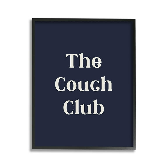 Stupell Industries Couch Club Phrase Typography Painting Black Framed Art Print Wall Art, 11 x 14