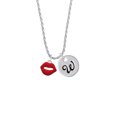 thumbnail image 2 of Delight Jewelry Silvertone Red Lips Silvertone Script Initial Disc - W - Charm Necklace, 20"+3", 2 of 4