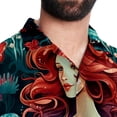 thumbnail image 5 of Mermaid Men's Hawaiian Print Casual Button Down Short Sleeve Summer Beach Shirt - Unisex, 5 of 6