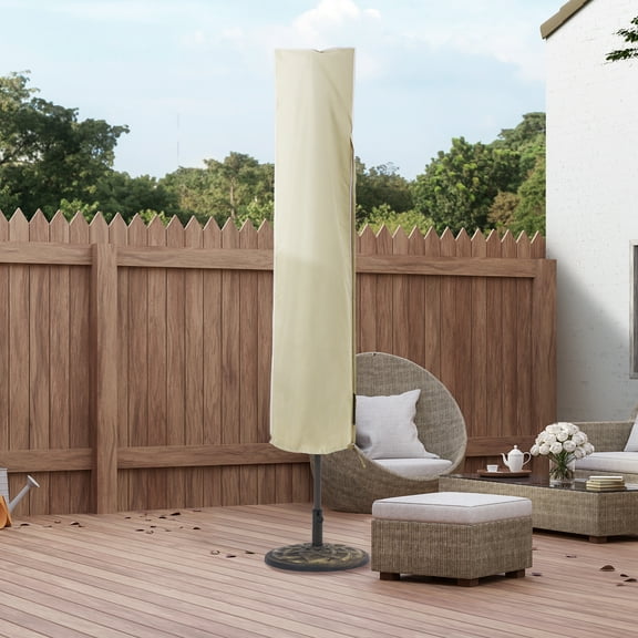 ACEGOSES Patio Market Table Umbrella Covers Zippered Waterproof Outdoor Parasol Deck Umbrella Cover, Fit for 7.5–11 Feet,KhaKi