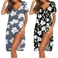 thumbnail image 3 of Ekouaer 2 Pack Nightgowns for Women Button Down Night Shirts Short Sleeve Sleep Shirts V Neck Sleepwear Pajama Dress, 3 of 5