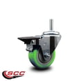 thumbnail image 2 of 3.5 Inch Green Poly Wheel Swivel 3/4 Inch Threaded Stem Caster with Brake, 2 of 2