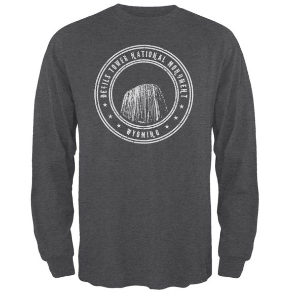 Devils Tower National Monument Mens Long Sleeve T Shirt Deep Heather MD