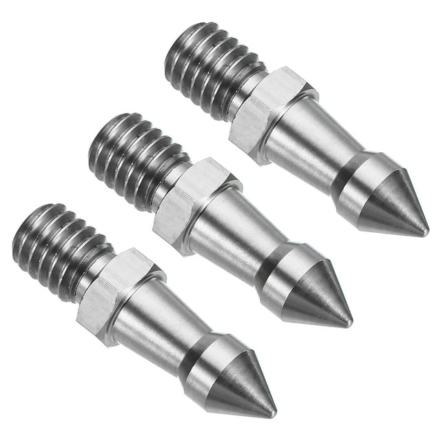 Unique Bargains Piquet de Trépied Fileté 3/8 Pouce, Lot de 3, Acier Inoxydable, Argent