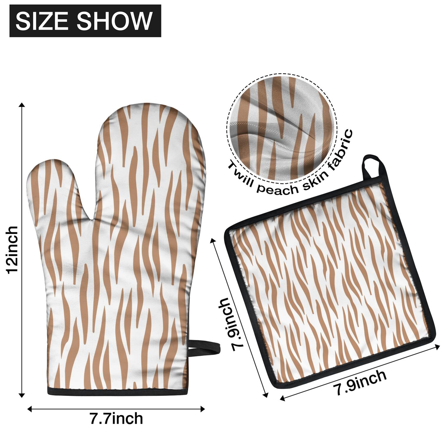 Leopard Print Oven Mitts and Pot Holders Set Of 4, Heat Resistant Kitchen Gloves with Non-Slip Grip, Hanging Loop, Soft Cotton Lining for Baking, Cooking, Grilling, Barbecue