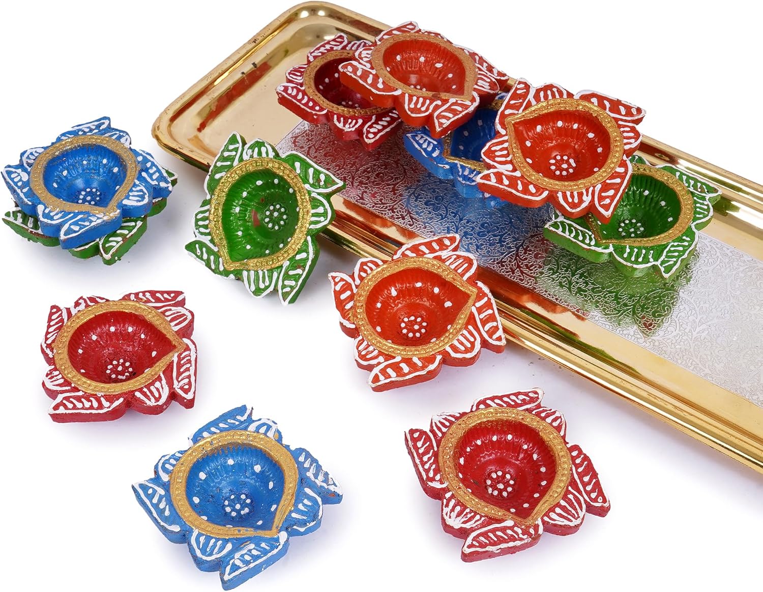 Handgemachte Ton-Diyas Für Diwali – 12 Stück Mit Wachsfüllung | Traditionelle Öllampen Für Zuhause
