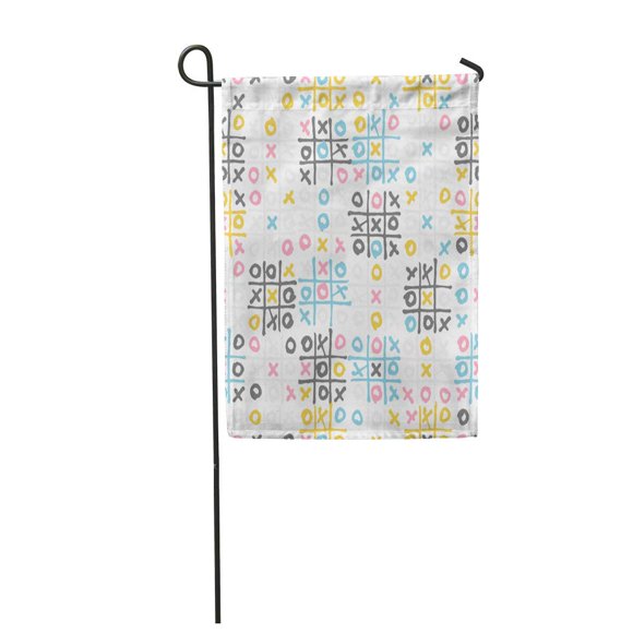 POGLIP Abstract Tic Tac Toe Kids Game Colorful Drawn Entertainment Fun Graphic Hand Garden Flag Decorative Flag House Banner 12x18 inch