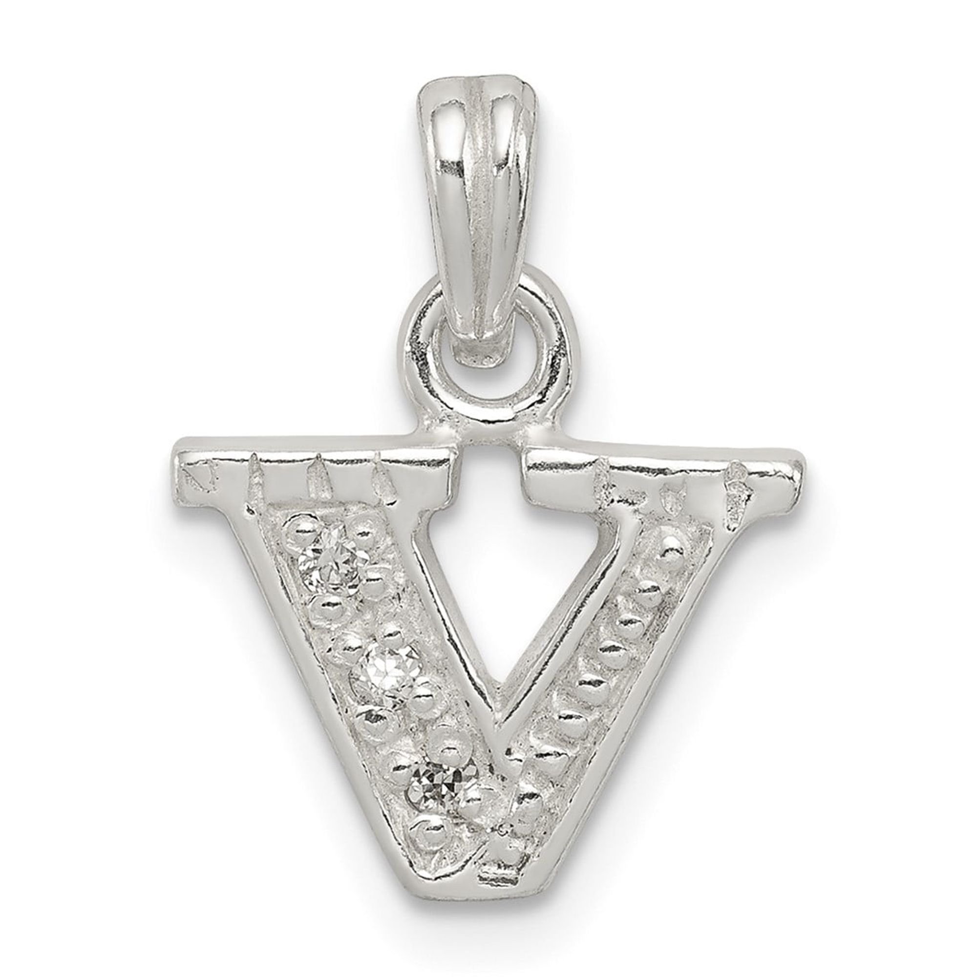 Sterling Silver V Pendant Necklace for Women with Cubic Zirconia, Dainty Alphabet Charm, Personalized Initial Jewelry for Everyday Wear, Lightweight Custom Symbol of Individuality